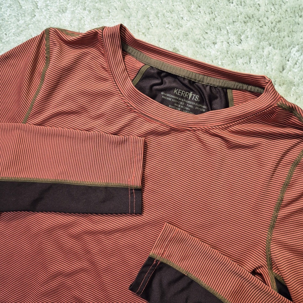 Kerrits Balance Base Layer Top Womens Medium Ornage Striped Performance Riding